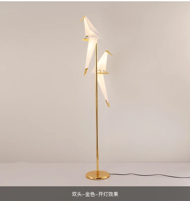 Современная простая птица светодиодная подсветка для пола Стразы золотистые металлические бумажный журавль стоящая лампа для ресторана гостиной спальни внутреннего декора лампы