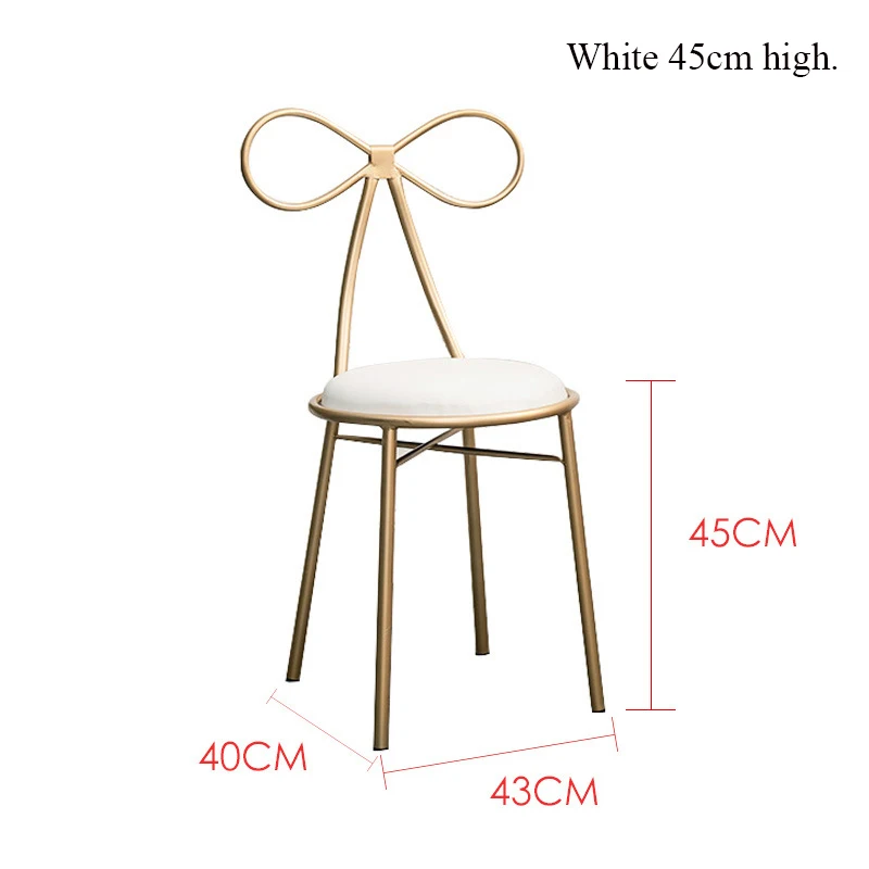 Скандинавские железные повседневные стулья с бантом на спине, современный обеденный стул для кафе, ресторана, конференц-зала, бархатные обеденные стулья - Цвет: 45cm3