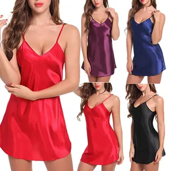 

Women Sexy Lingerie Silk Nightwear Underwear Robe Babydoll Sleepwear Mini Dress