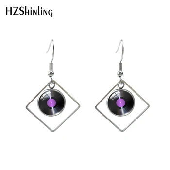

2020 New Retro Vinyl Record Earring Music Records Rhombic Earring Art Printed Glass Jewelry Stainless steel Earrings