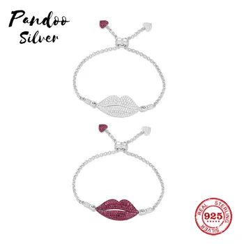 

Fashion Charm Sterling Silver Copy 1:1 Copy,Adjustable Lip Bracelet With Double Hearts Ending Women Monaco Luxury Jewelry Gift