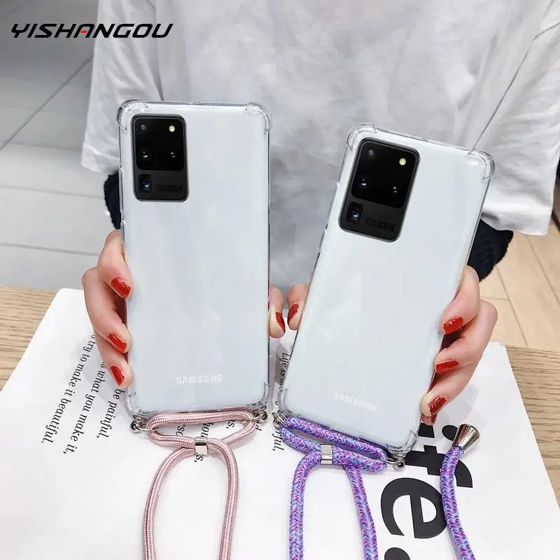 Роскошный прозрачный чехол для телефона ремешки через плечо Samsung Galaxy A51 A71 A70 A50 A81