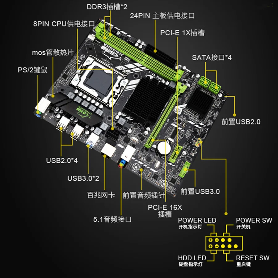 X58 LGA 1366 материнская плата LGA1366 поддержка REG ECC DDR3 и xeon процессор USB3.0 AMD RX серия Spell HUANANZHI
