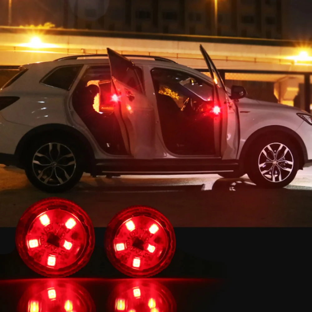 2Pcs 5 LEDs Car Openning Door Warning Light Safety Anti collision Flash