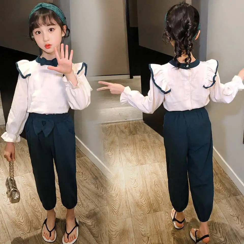 Full Sleeve Girls Shirt+Pants 2PCS Set Spring Autumn 2020 Baby Girls