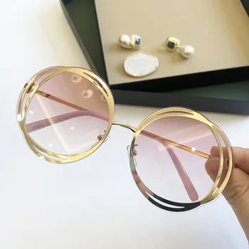 

unique round flower sunglasses for women new fashion luxury brand alloy circle sun glasses female retro metal gradient shades