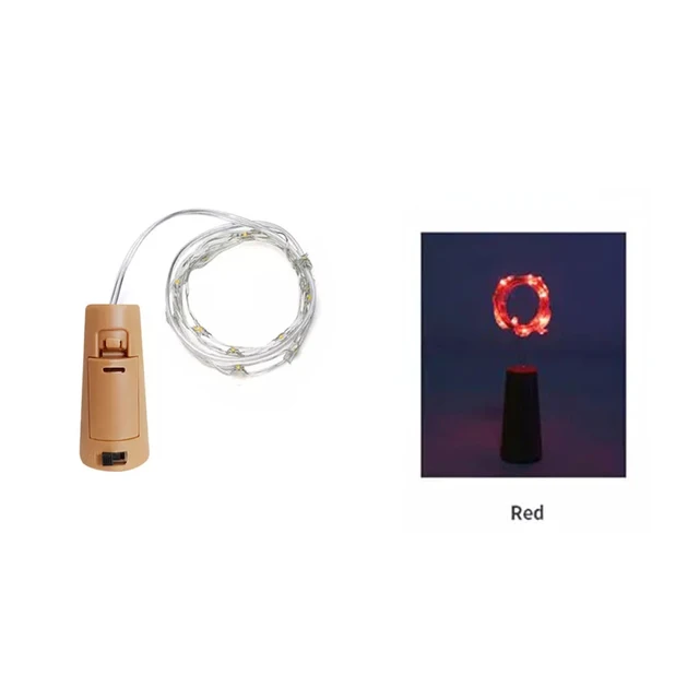 20LED LED wine bottle cork string lights holiday decoration garland wine bottle fairy lights Christmas copper wire string lights Red