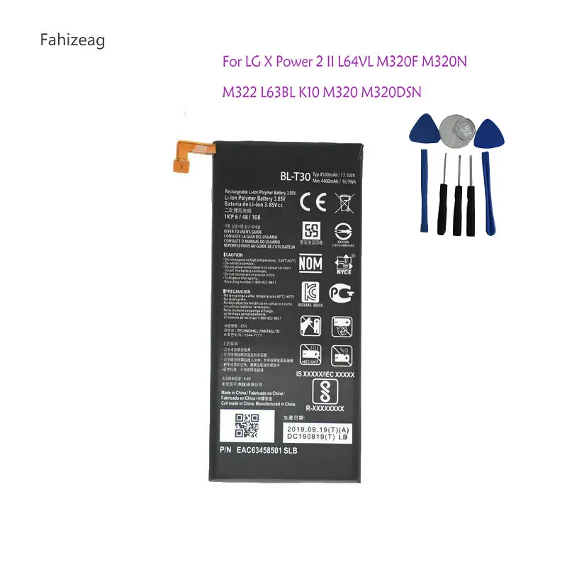 Fahizeag 4500 мА/ч BL T30 Батарея Замена для LG X power 2 II L64VL M320F M320N M322 L63BL K10 M320 M320DSN мобильного