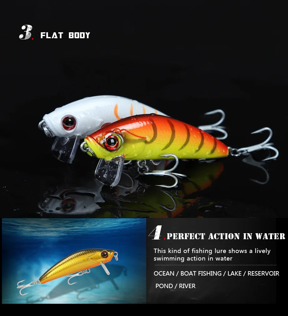 Minnow Floating Fishing Lure Fake Fish Crankbait Wobblers Artificial Plastic Hard Bait Swimbait Fishing Tackle 6.5cm 6.3g