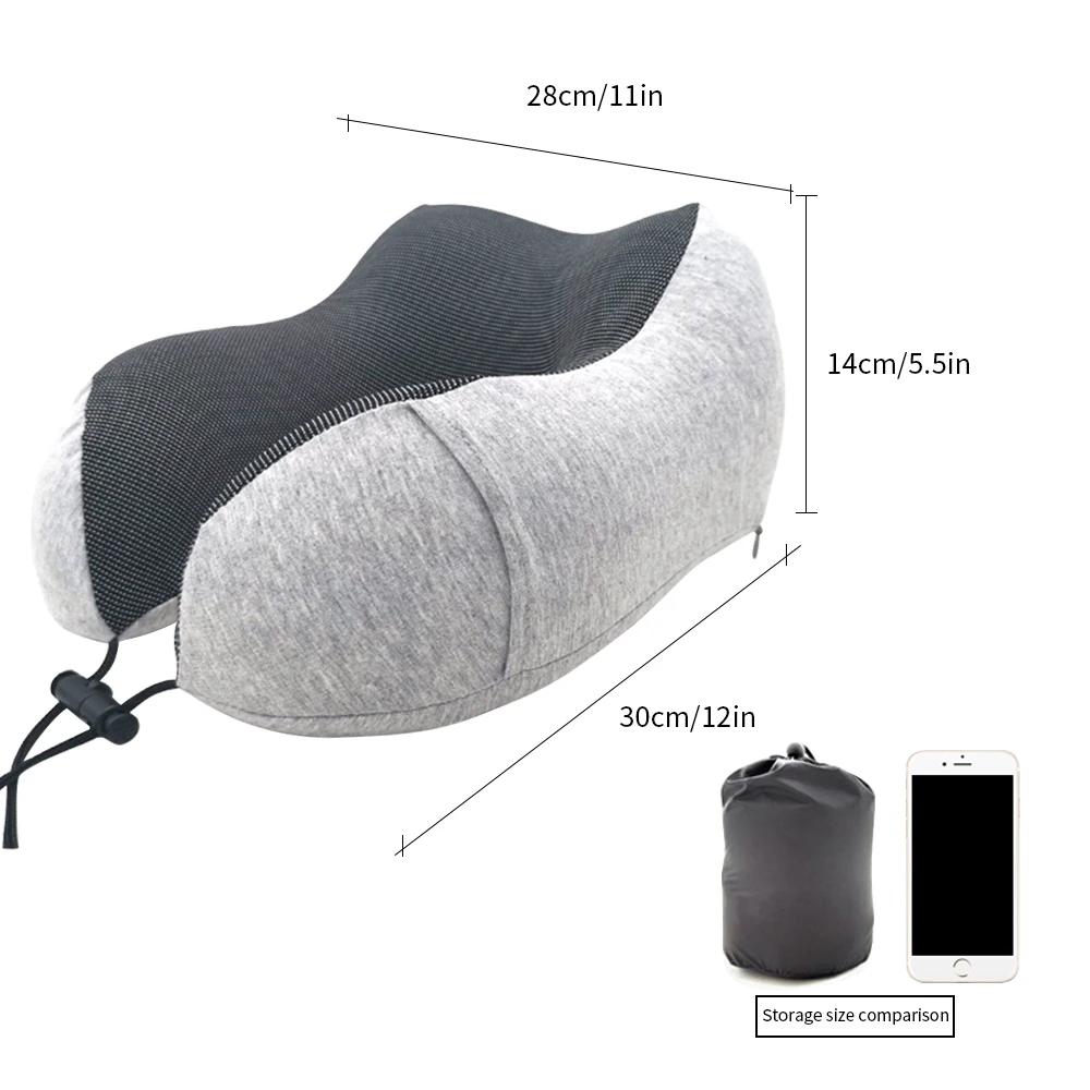 Cotton ash U-образные подушки для шеи из пены с эффектом памяти, мягкие медленные подушки для путешествий, однотонный шейный затылочный медицинский комплект постельного белья Siesta NeckPillow - Цвет: Cotton ash