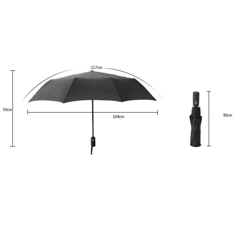 104cm Fully-automatic 10 Bones 3 Folding Fully Automatic Umbrella Plain Color Men Business Folding Umbrella Windproof Umbrella