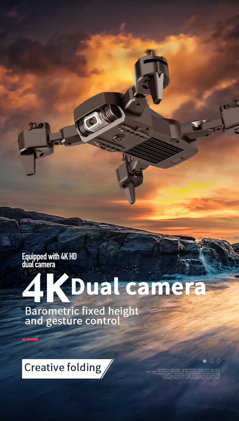 Perfect for Beginners Drone 4k HD Wide Angle Camera 1080P WiFi fpv Drone Dual Camera