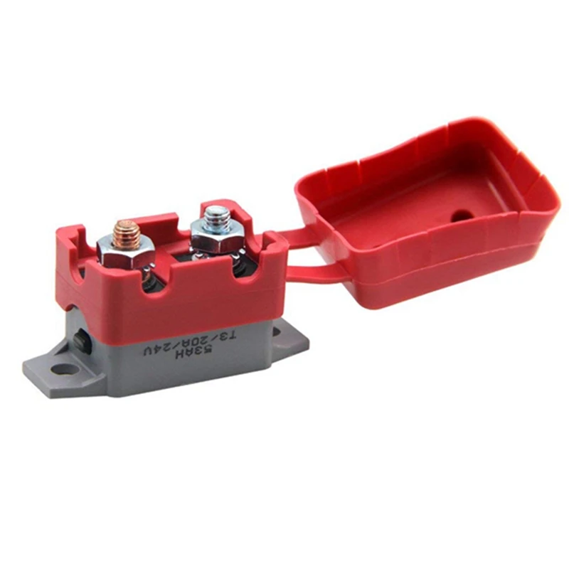 

12-24V manual reset battery protection belt fixed wing double short leg with bolt breaker with 1 red nylon caps