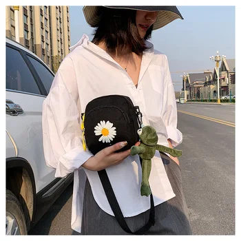 

Canvas Small 2020 Spring and Summer Foreign Style Small Daisy Mobile Phone Bag Female Mini Single Shoulder Messenger Female Bag