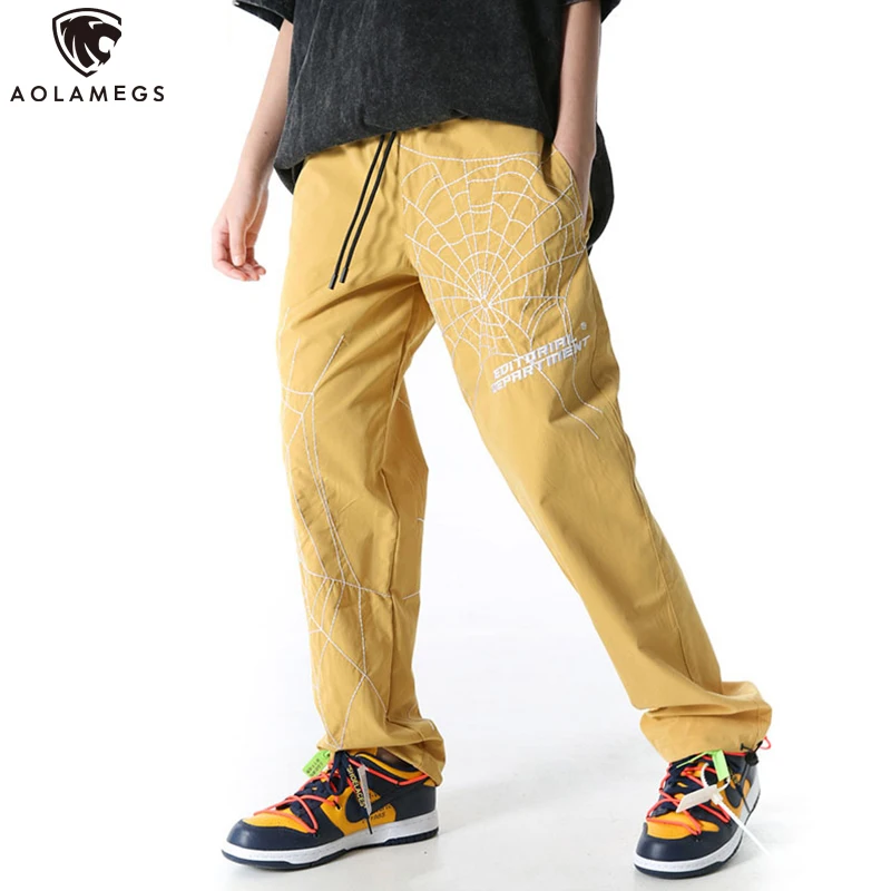 

Aolamegs Pants Men Cobweb Pattern Drawstring Sweatpants Hip Hop Style Casual Joggers Sports Trousers Funny Advanced Streetwear