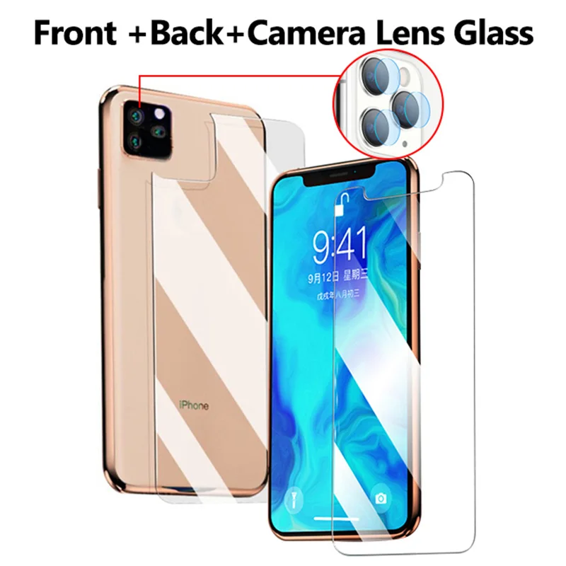 

9H Front+Back+Lens Temper Glass For iPhone 11 Pro Max Screen Film Protector For iPhone11 11pro 11proMax Protective Film Glass