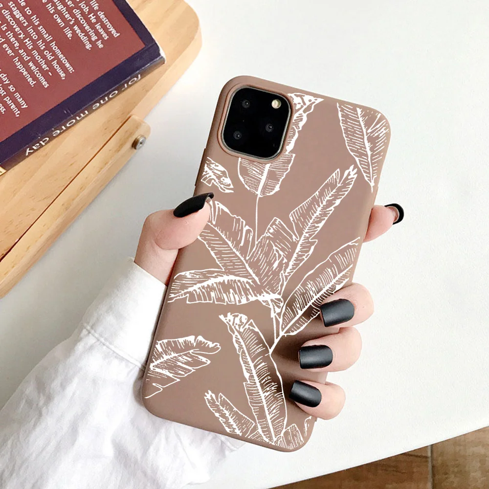 Роскошный мягкий чехол из ТПУ с рисунком листьев для телефона iPhone 11 Pro Max 12 Mini XR X XS 7