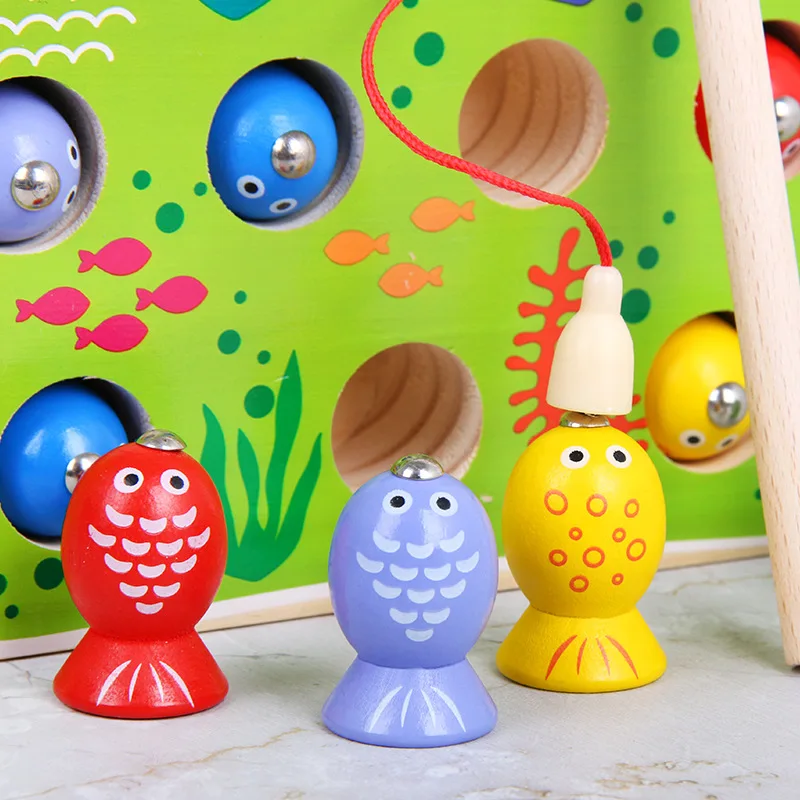 

Solid Wood Children 3D Fishing Toys Pool Set Qzf05 GIRL'S And BOY'S Kitten Fishing Game Magnetic