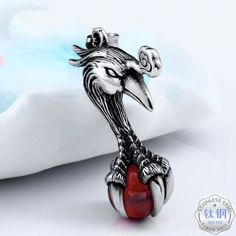 

Hot Sales Animal Men Titanium Steel Accessories Auspicious Phoenix Ruby Creative Stainless Steel Hip Hop Pendant