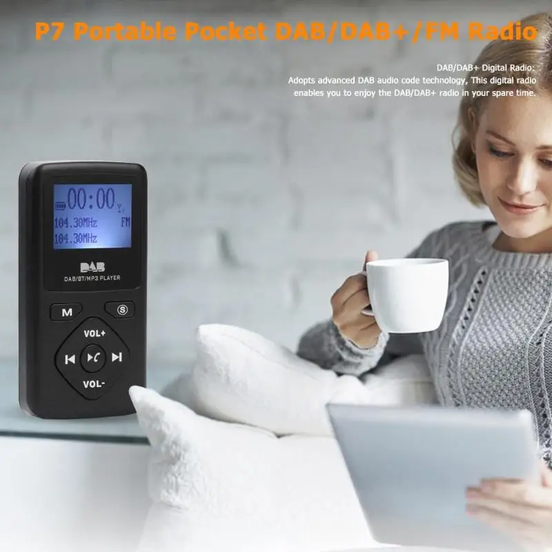 P7 цифровой ЖК-дисплей DAB/DAB+/FM радио приемник с Bluetooth MP3-плеер