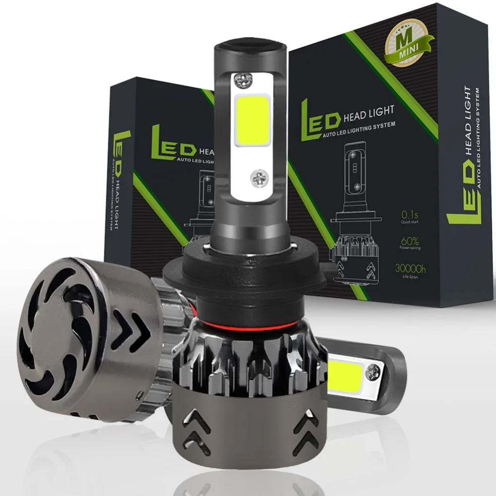 2 шт./компл. Mini6 6000K холодный белый свет COB 60 Вт светодиодный фары H1/H7/H11/9005-HB3/9006-HB4/H4-H/L