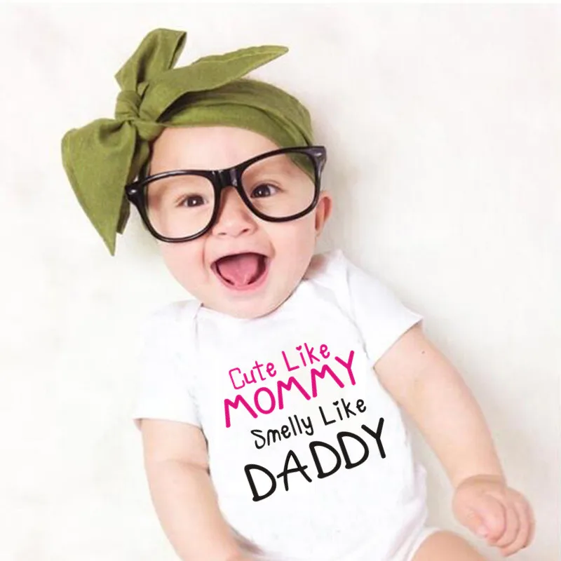 

0-18M Newborn Clothes Baby Bodysuit 100% Cotton Baby Boy Girl Clothes Cute Like Mommy Smelly Like Daddy Summer Baby Clothes