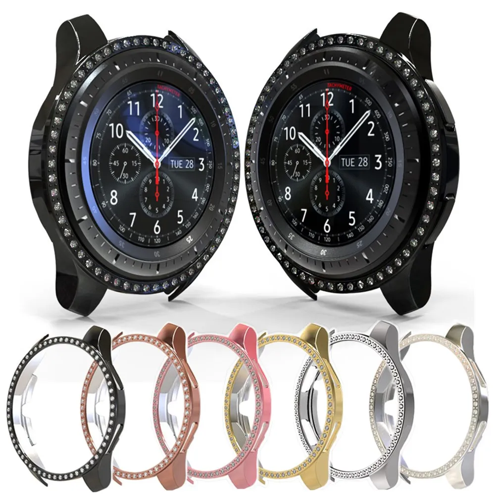 

Diamond PC Protector Case for Samsung Galaxy Watch 46MM/42MM Bling Crystal Protection Cover Shockproof Bumper Shell Accessories