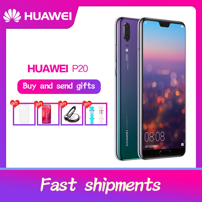 Stock Huawei P20 Smartphone Android 8.1 6G RAM 64G/128G ROM Kirin 970 Face ID 5.8'' Full View Screen EMUI 8.1 24MP Front Camera