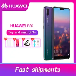 На складе huawei P20 Смартфон Android 8,1 6G ram 64G/128G rom Kirin 970 Face ID 5,8 ''полный экран EMUI 8,1 24MP фронтальная камера