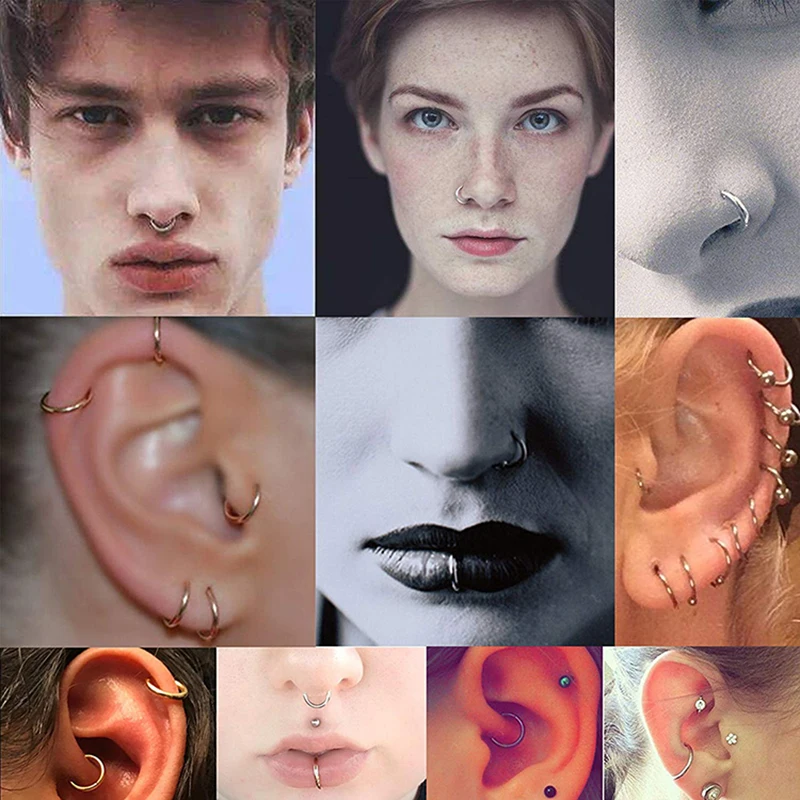 6 Pièces 1.2Mm Piercing Nombril Acier Chirurgical Helix