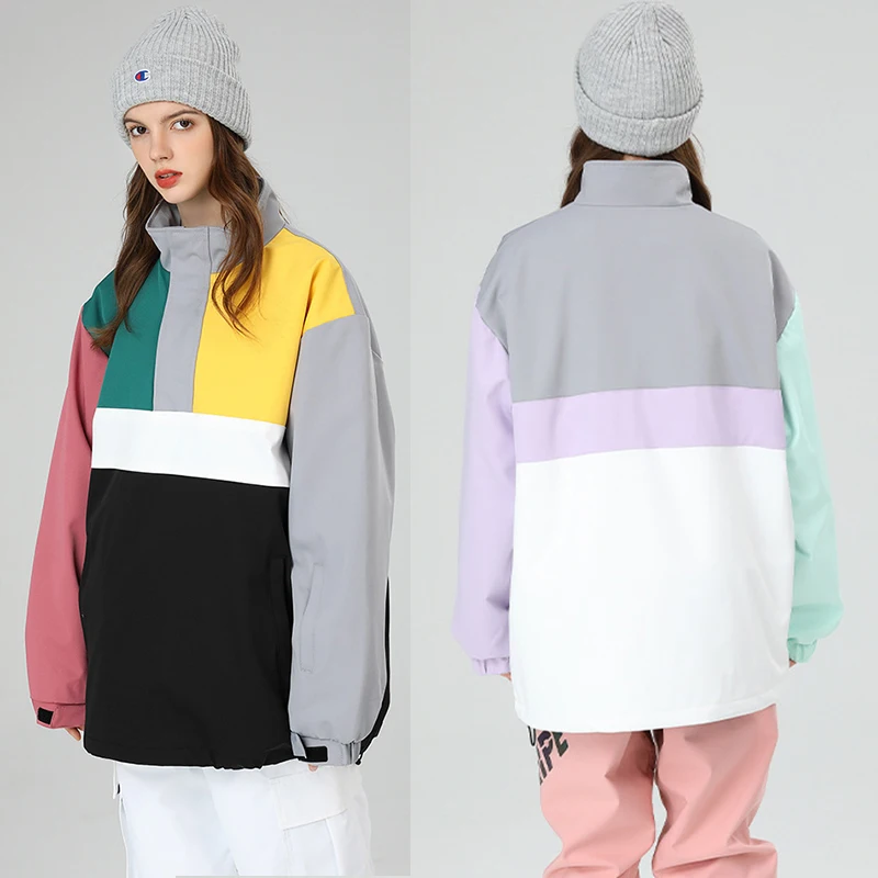 New Ski Jacket Women Outdoor Snowboard Jacket Men Windproof Waterproof Ski Stitching Sweater Winter Top Coat