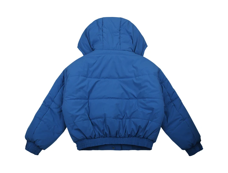 Дизайн, зимнее теплое толстое повседневное хлопковое пальто, верхняя одежда с капюшоном, женские синие пальто, парки с высокой талией в консервативном стиле