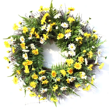 

Decor Wreath,22\" Daisy Wreath,Beautiful Artificial Spring and Summer Wreath Fro