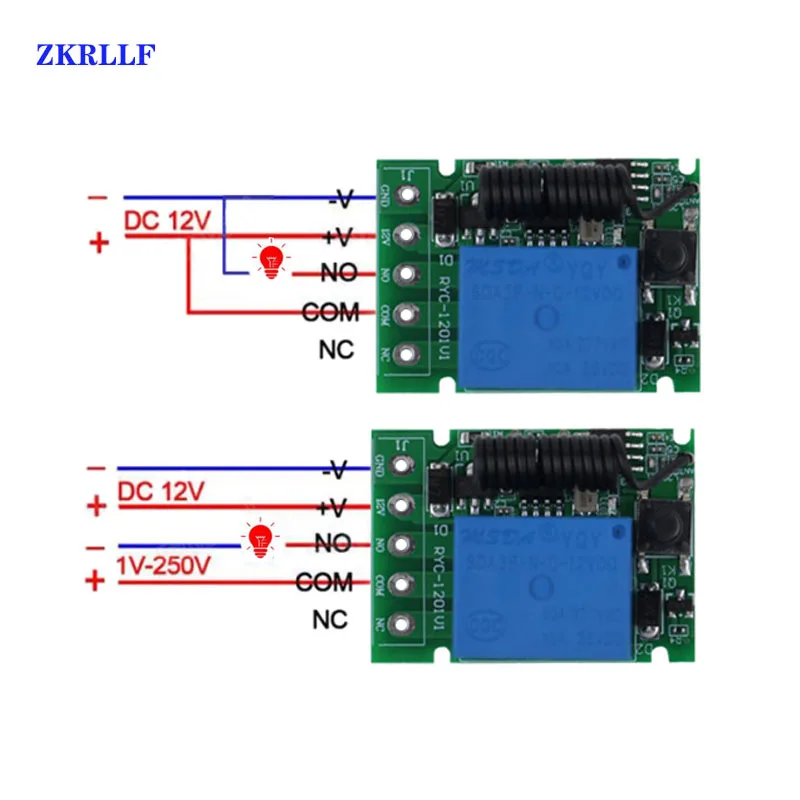 433 MHz DC 12V 1CH Universal Wireless Remote Control Switch RF Relay Receiver Module And Transmitter for Smart Home Light Switch-13