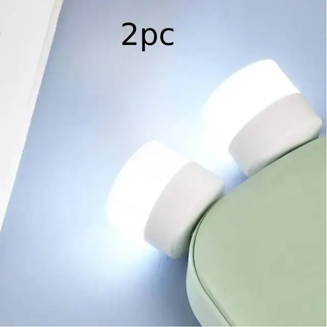 2pcs/1pc USB Plug Lamp Computer Mobile Power Charging Small Book Lamps LED Eye Protection Reading Light Small Round Night Lights 2pc white light