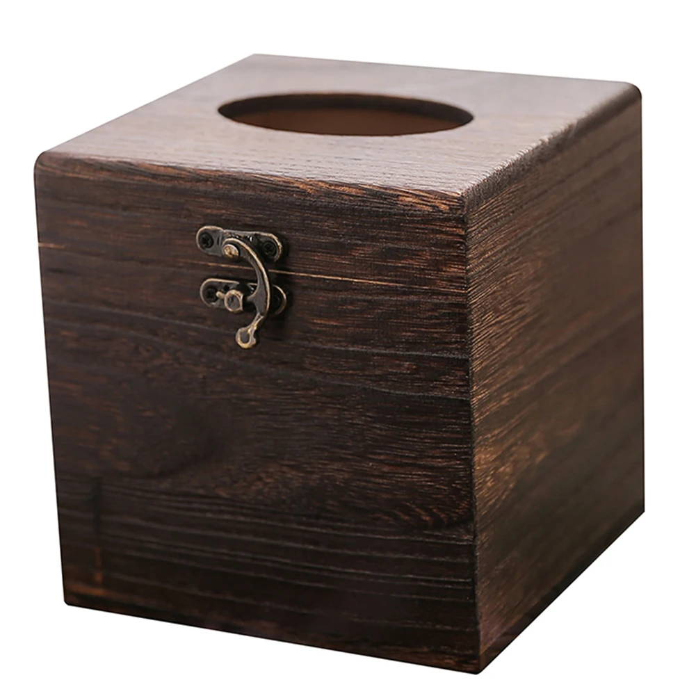 Tissue Box Case Car Napkin Holder Square Container Retro Wooden Storage Home Decor Towel Paper Organizer Table Living Room |