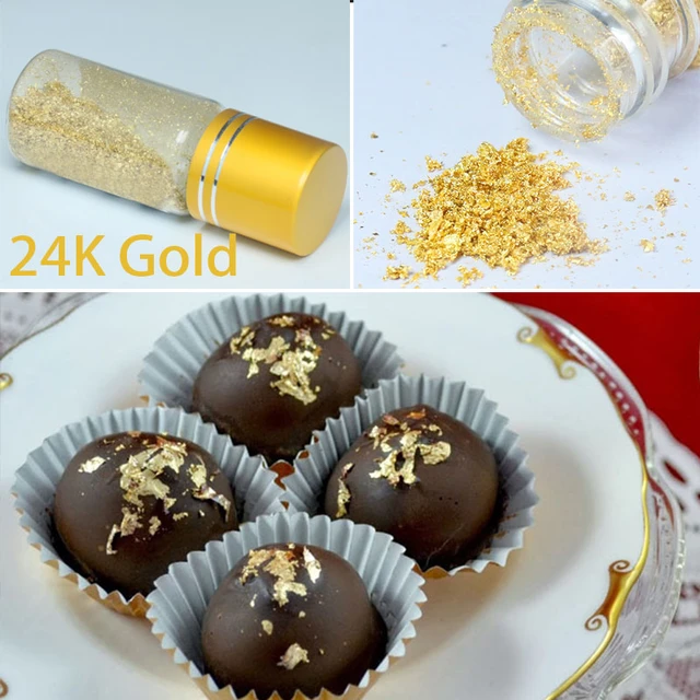 Autentico vero commestibile 24K oro argento foglia 0.1g fiocchi di lamina  doratura rotta commestibile per la torta della pelle spuntino bevanda  alimentare decorare il prototipo - AliExpress