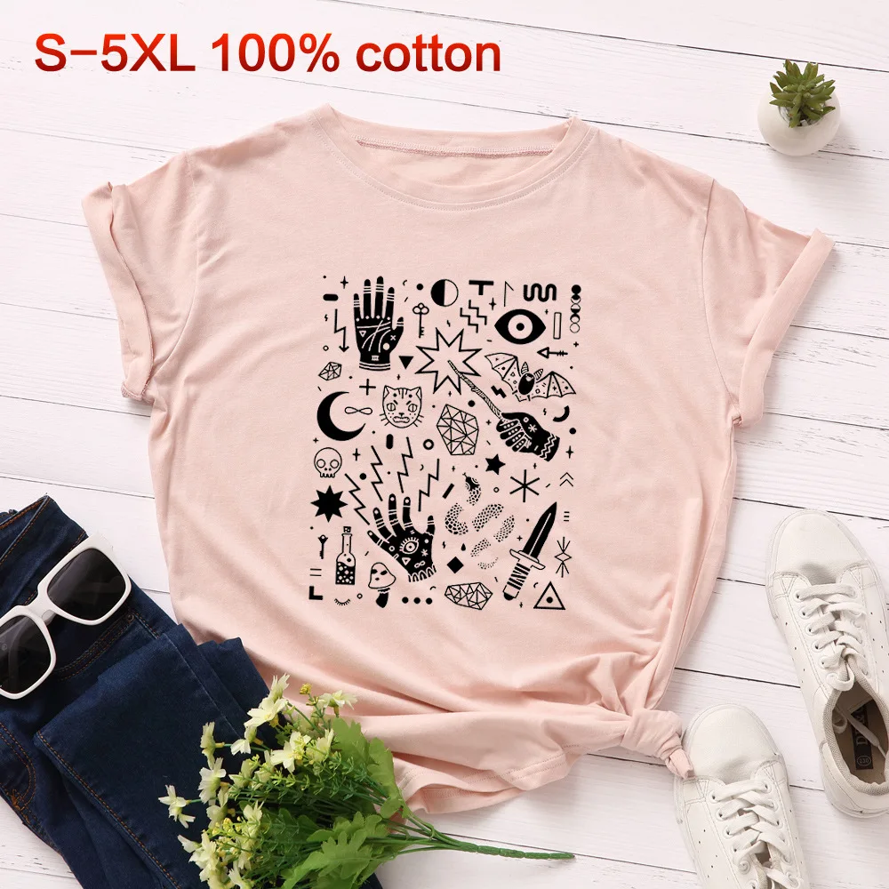 Plus Size Funny T Shirts Magic Printing Women O Neck Summer Graphic Tees Women T Shirt Cotton Tops Casual Tshirt T Shirts Aliexpress