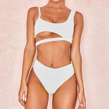 

Sexy White Bikini 2020 Black Swimsuit Woman Cut Out Swimwear Push Up High Waist Bikinis Set Bathing Suit Wear Swimming for Women