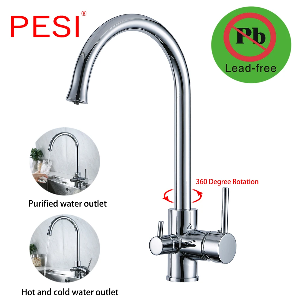 

Drinking Water Purification Tap Brass&Chrome Kitchen sink Faucet mixer Design 360 Degree Rotation filtered Kitchen Faucet.