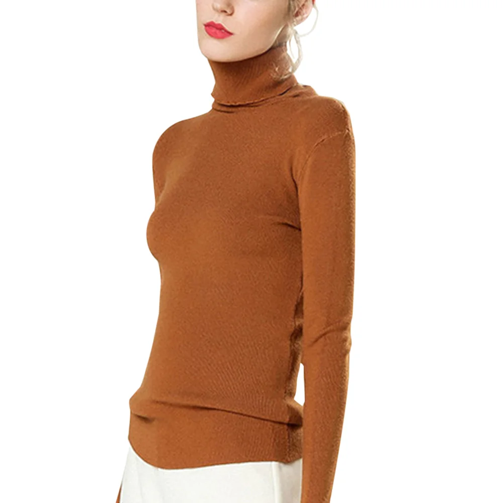 

Slim Fit Sweater Women Turtleneck Pullover Ladies Tops Knitted Autumn Solid One Size Sweater Sueter Mujer Invierno 2019