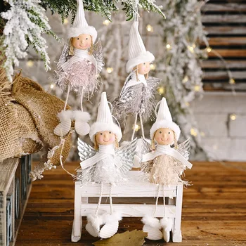 

New Year 2021 Christmas Angel Girl Tassel Dolls Xmas Tree Ornament Noel Christmas Decoration for Home Navidad 2020 Kids Gift