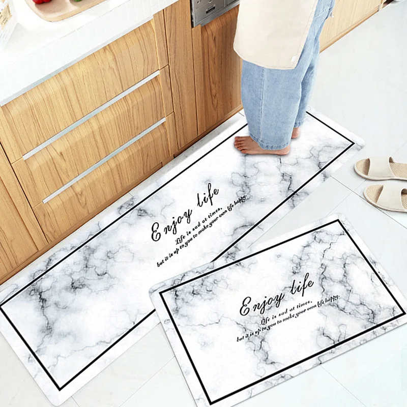 Marble Kitchen Carpets PVC Leather Floor Mats Large Floor Carpets
Doormats Bedroom Tatami Waterproof Oilproof Kitchen Rugs 1pc