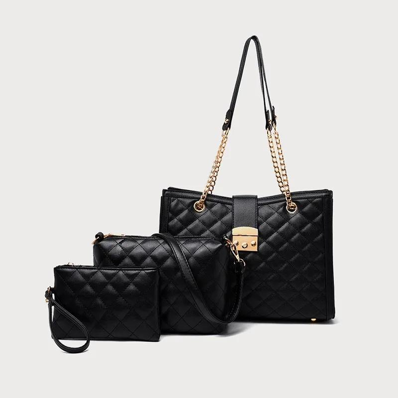 

Rhombus Chain Bag Graceful Women's 2019 New Style Large-Volume Retro Fashion Commuting Portable Shoulder Bag Big Bag