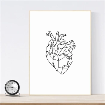 

Geometric Heart Art Poster Print Wall Art Medicine Anatomy Heart Canvas Painting Wall Picture For Wall Anatomical Decor