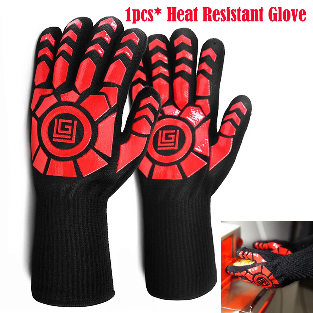 

1Pcs 500 Degrees BBQ Gloves Heat Resistant Gloves Long Forearm Protection Kitchen Barbecue Thick Silicon Microwave Oven Glove
