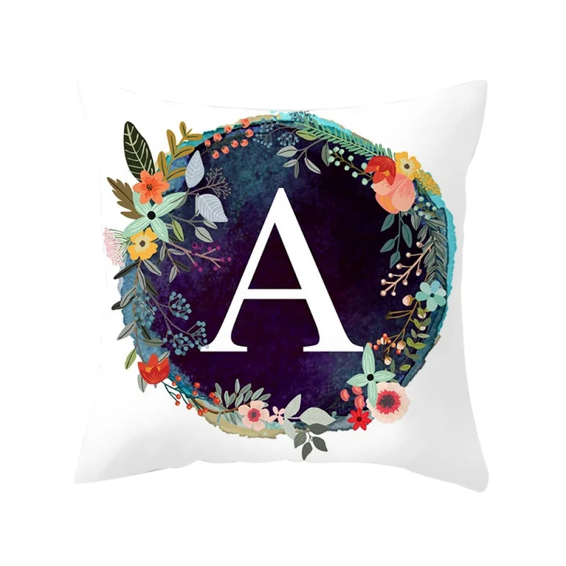

A-Z Alphabets Peach Skin Cushion Cover Decorative Cushions for Sofa Home Decors 26 Letters Pillowcase Bedroom kussensloop