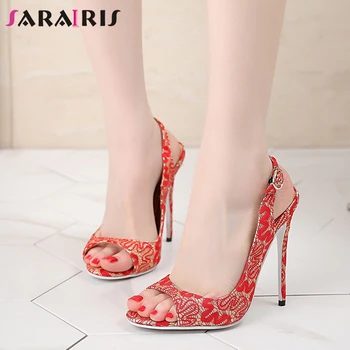 

SARAIRIS Lady Summer Cool mixed-color Sandals Sweet Brand Design Shallow Sandals Women Sexy Thin High Heels Party Shoes Woman
