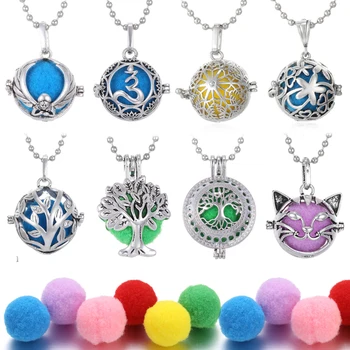

8pcs/lot Aromatherapy Essential Oil Diffuser Necklace Randomly Mixed Flowers Tree of Life Lockets Pendant for Women DIY Jewelry