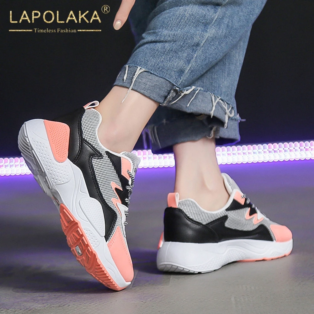 

LAPOLAKA NEW Fashion Women Casual Shoes Woman Spring Mesh Lace Up Patchwork Spring Sneakers Trainers Female Vulcanize Shoes